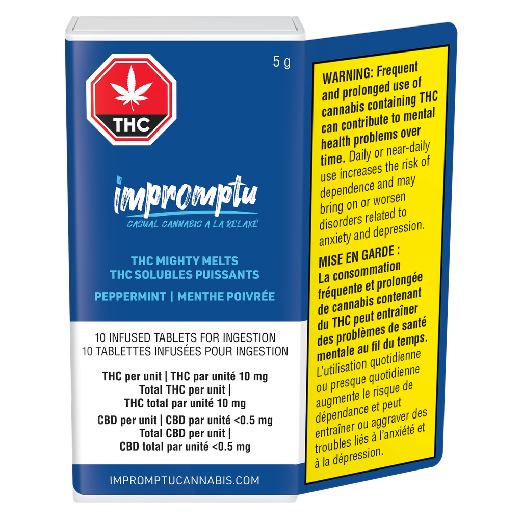 Impromptu THC Mighty Melts (100THC) 10x0.5g Tablets [FRONT VIEW]