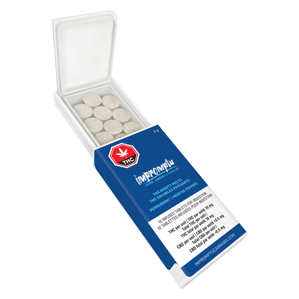 [BC - LEVELUP] {CASE OF 12} Impromptu THC Mighty Melts (100THC) 10x0.5g Tablets [BCLDB SKU: 1063941]